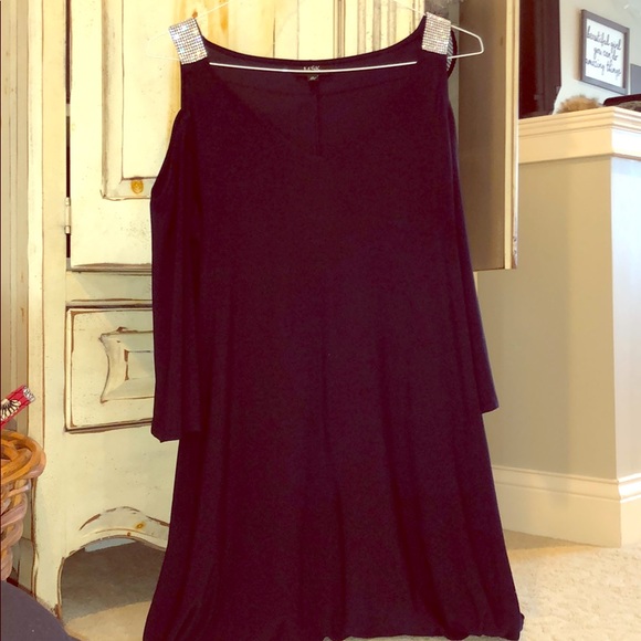 MSK Dresses & Skirts - navy blue open shoulder dress w rhinestone straps
